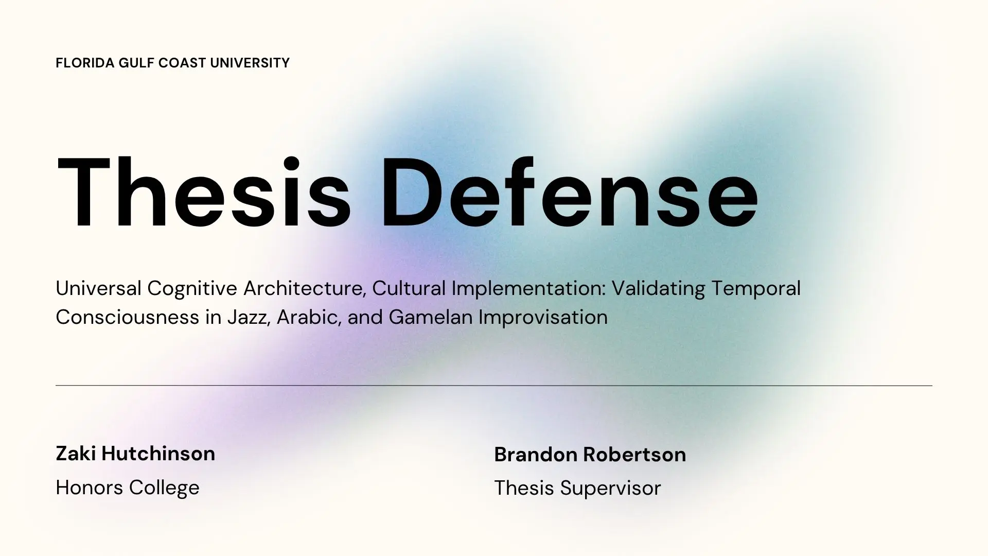 Thesis Cover - Temporal Consciousness in Musical Improvisation